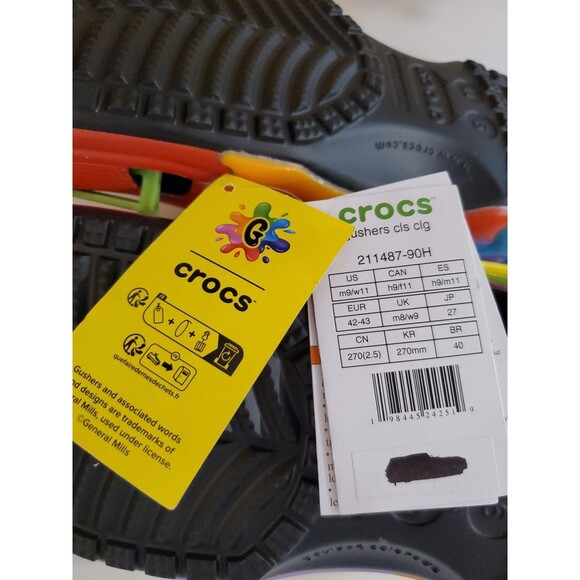Crocs Gushers Classic Clog 211487 with Jibbitz Unisex Men\'s 9 Womans 11 NWT